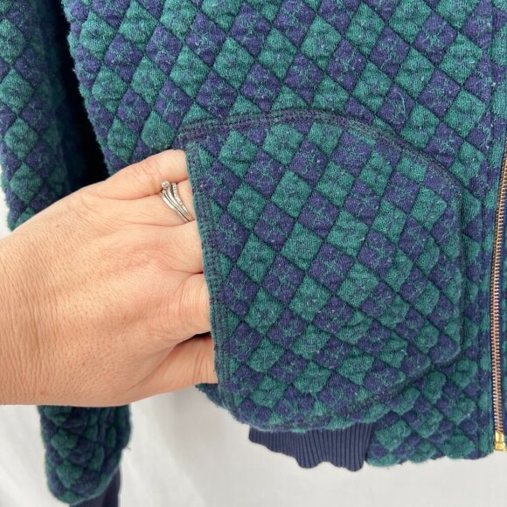 Marc by Marc Jacobs quilted argyle bomber jacket blue green puffy cropped S READ - Picture 3 of 9